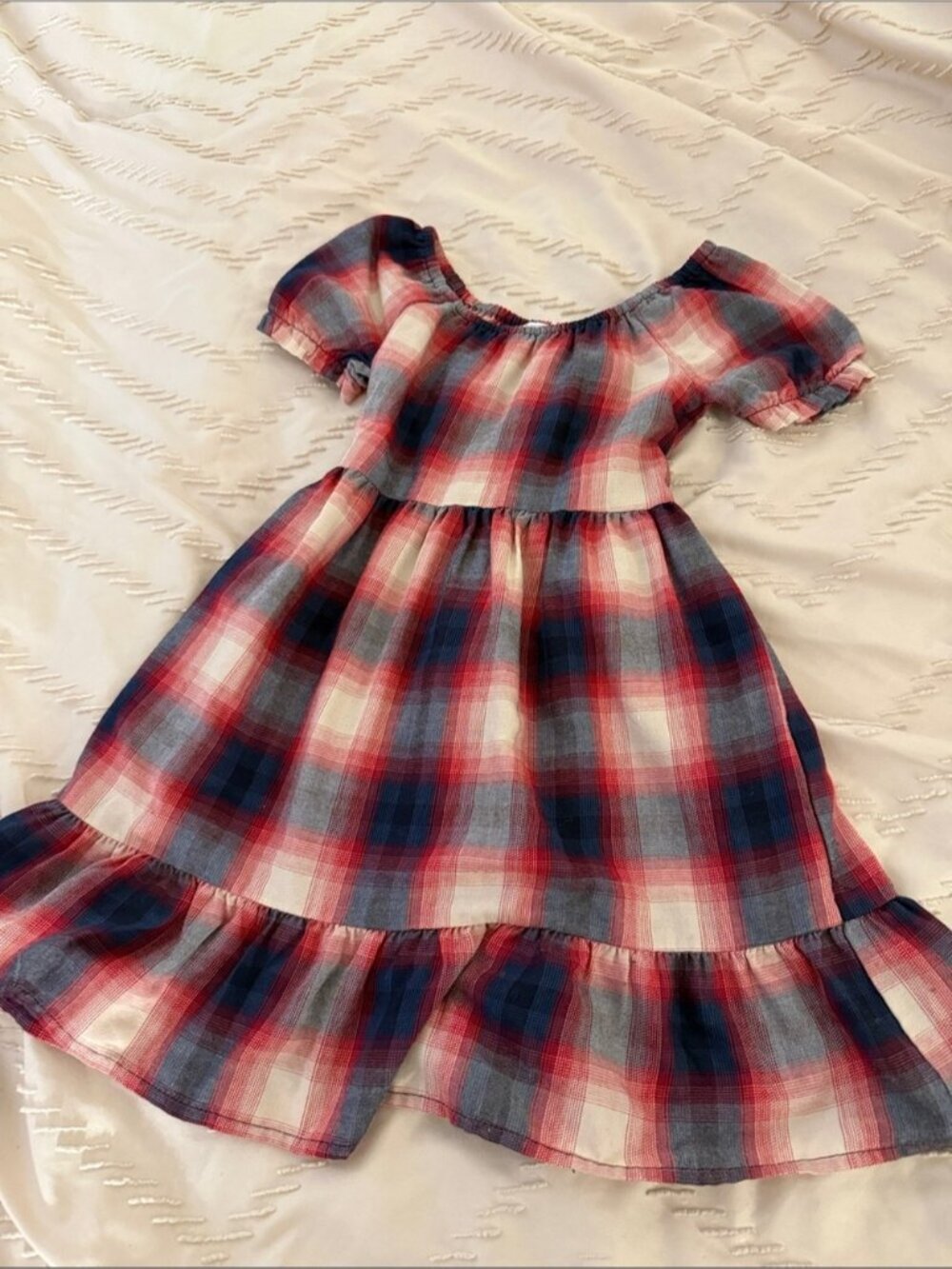The Children's Place Red, Blue & White Plaid Ruffle Dress